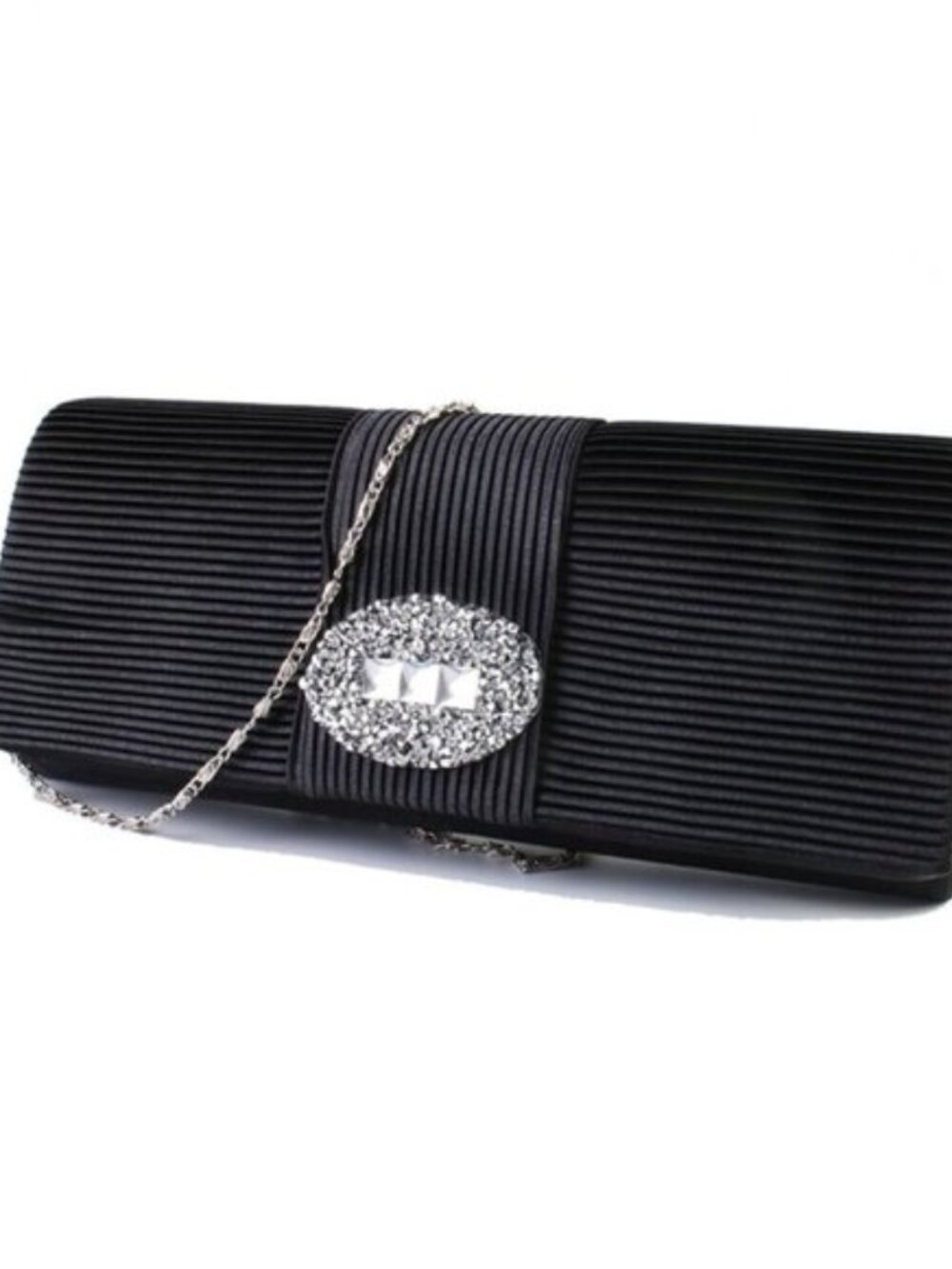 NEW Pleated Satin Formal Clutch Rhinestone Purse Wedding Shoulder Bag Evening